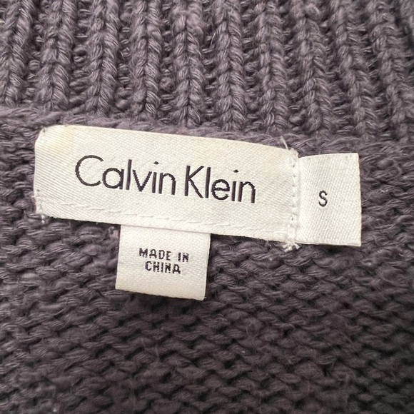 Calvin Klein Women's Vintage Grey Cable Knit Cardigan-Hidden Snap Closure - Picture 3 of 8